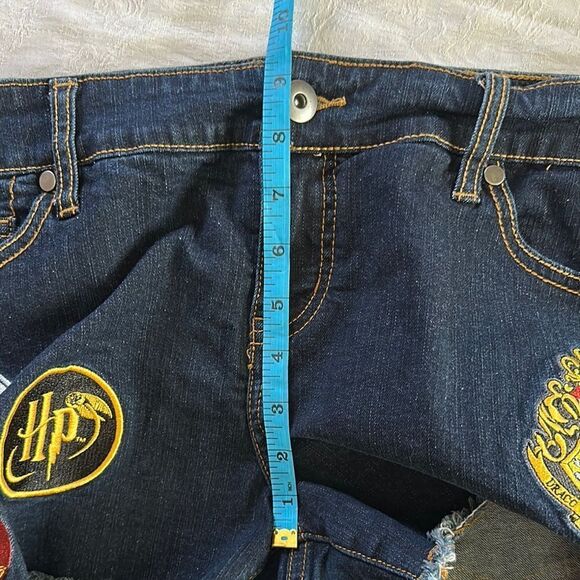 Harry Potter Denim Jean Shorts with Patches Dark Wash Plus Size 14 - Picture 4 of 12